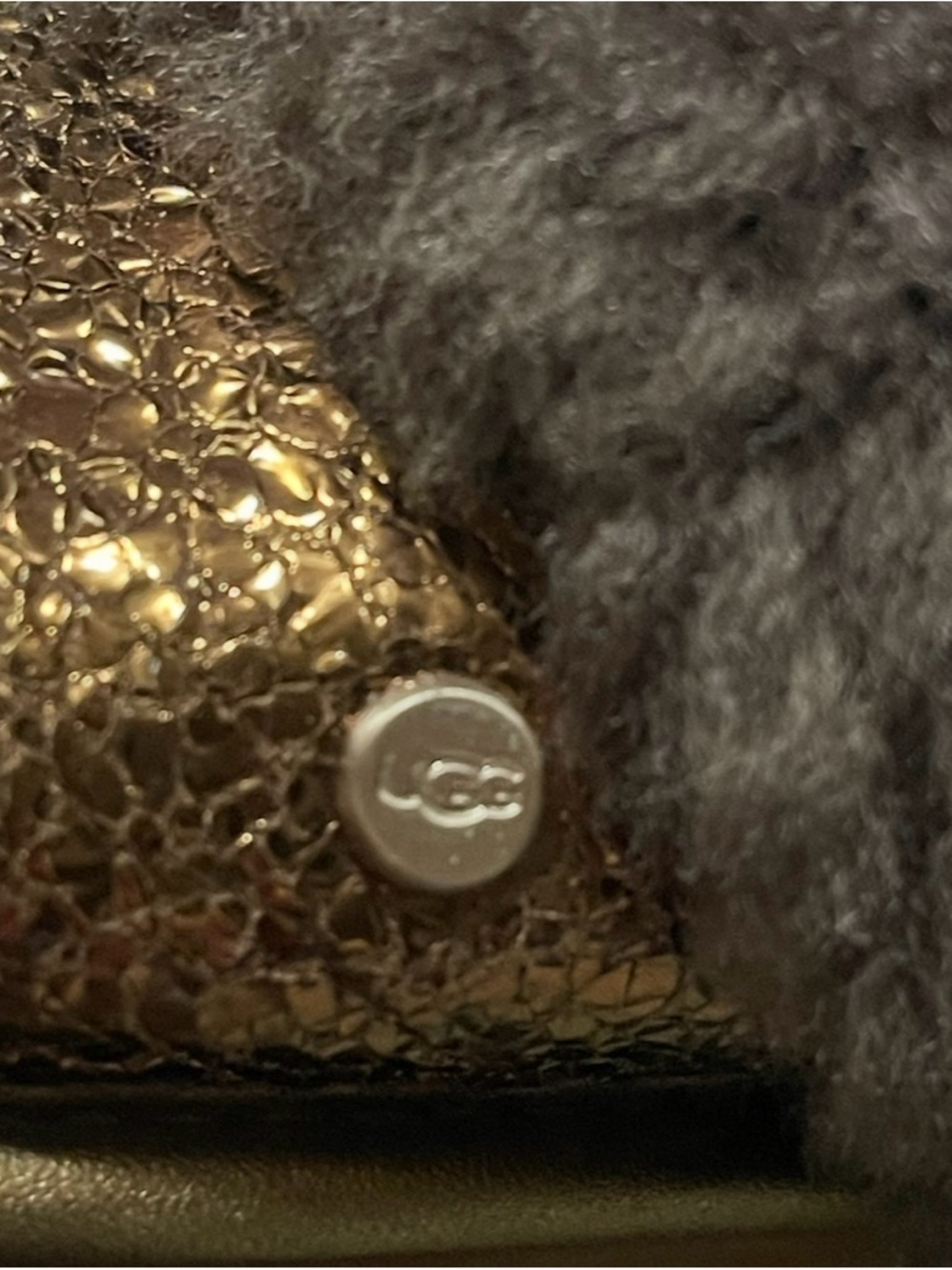 UGG Metallic Shearling Lined Slippers, Brown/Gold, Women's  Size 6